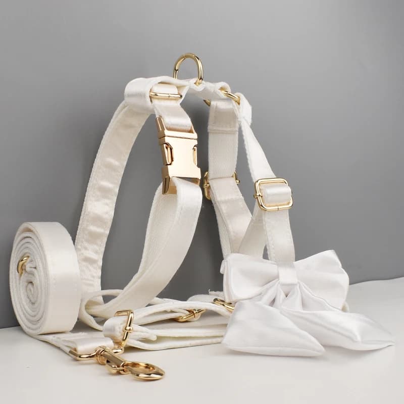 Set di Accessori per Cani Personalizzati con Logo Stampato in Sublimazione, Collare, Guinzaglio, Pettorina e Fiocco in Poliestere Crystal01