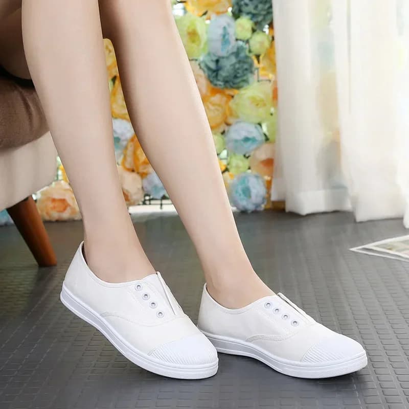 Comemore Pink Spring Ballet Flat Womens White Canvas Leisure Sneakers per donna mocassini corea scarpe Casual femminili mocassino