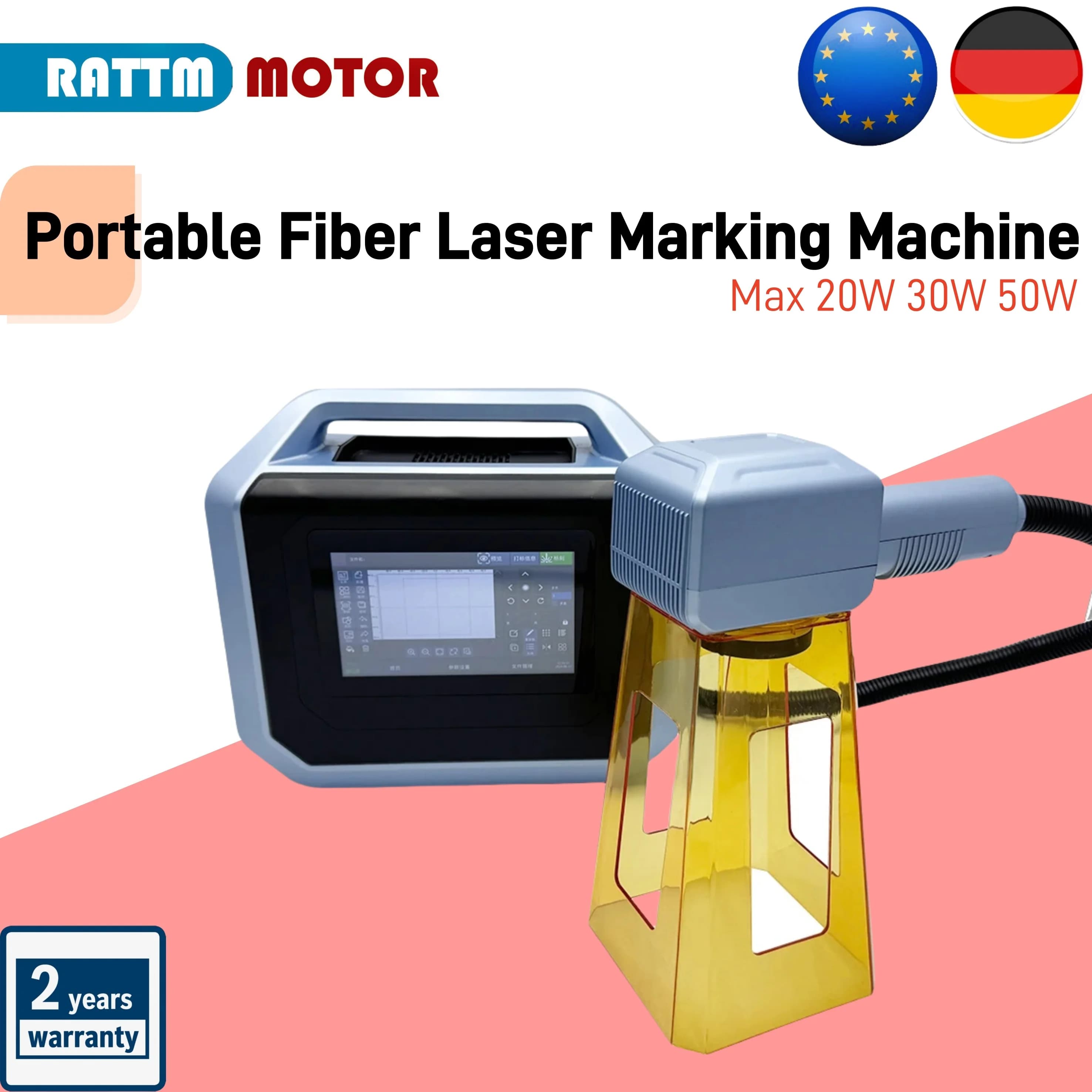 20W 30W 50W Portable Fiber Laser Marking Machine for Engraving Printing DIY-D Print Metal Gift LOGO QR Code BAR Word IMage