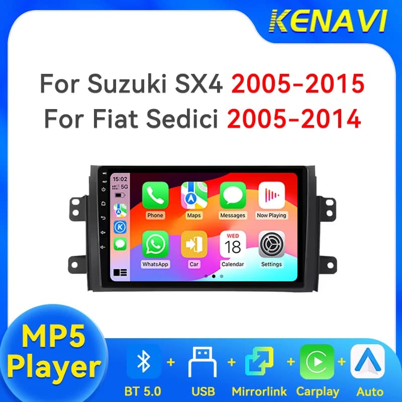 Car Stereo Radio Head Unit For Suzuki SX4 Fiat Sedici 2005-2015 Wireless Carplay Android Auto BT AM FM RDS MP5 Multimedia Player