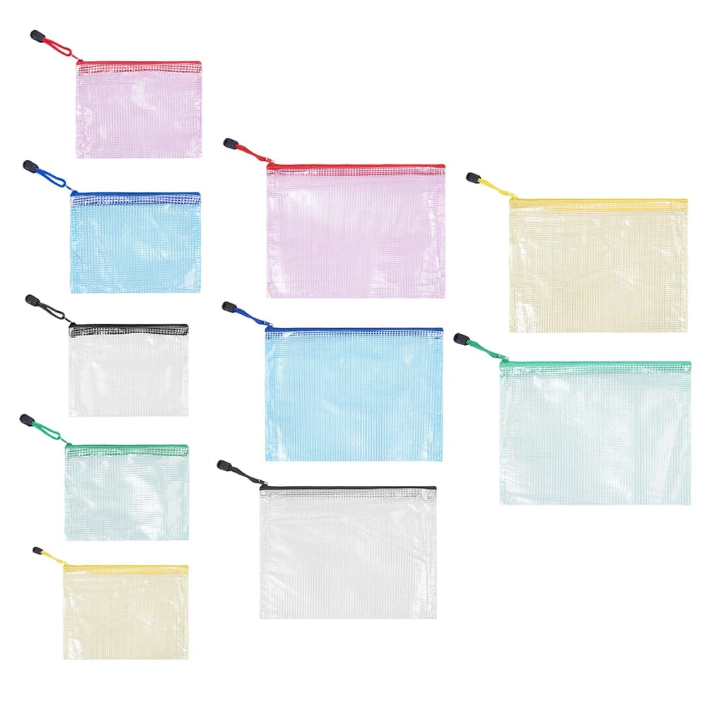 10 Pezzi Buste Portadocumenti in Plastica con Zip A5 A6, Organizzatori Impermeabili per Documenti, per Scuola, Ufficio, Viaggi