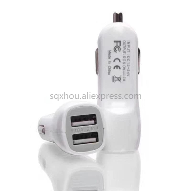 100 pz universale 2.1A 5V Dual USB caricabatteria da auto 2 porte adattatore accendisigari carica adattatore di alimentazione USB per telefono cellulare Android