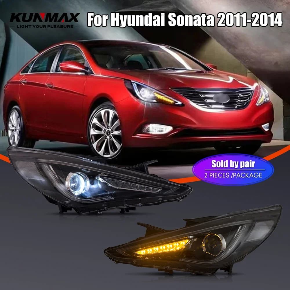 Pair of LED car headlights for Hyundai Sonata 2011-2014 Front Lamp DRL Headlights Fari Plug and Play