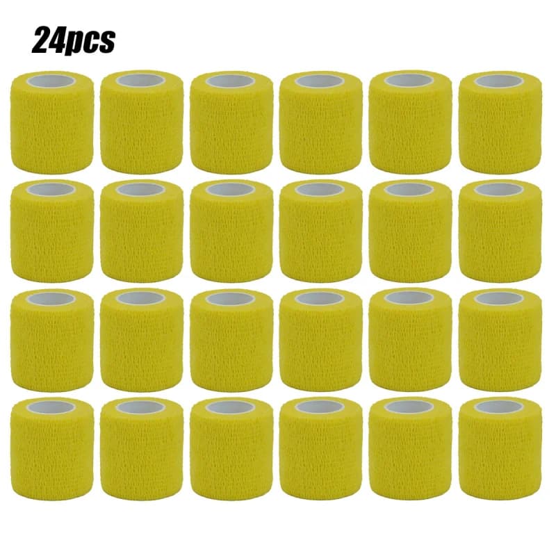 1/6/12/24 pezzi giallo sport autoadesivo fasciatura elastica nastro avvolgente elastoplast per cuscinetti di supporto del ginocchio palmo della caviglia del dito