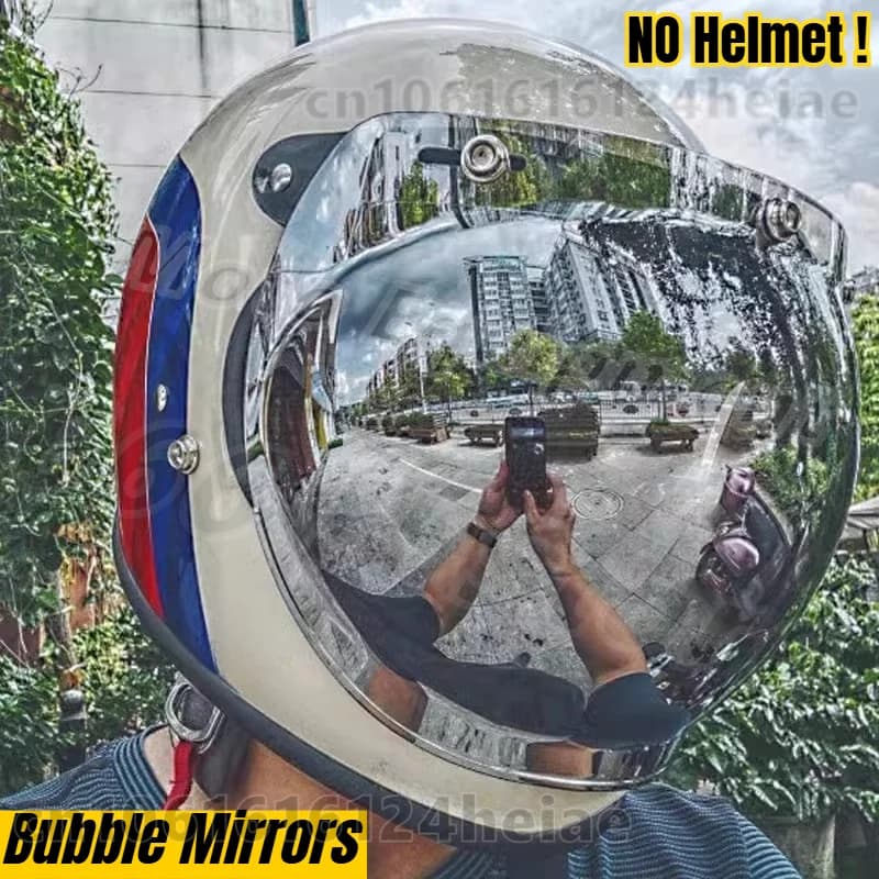 Lenti per Casco Moto Specchi a Bolla per Casco Vintage Mezzo Casco Casco da Volo Lenti a Tre Bottoni con Telaio, Accessori per Casco