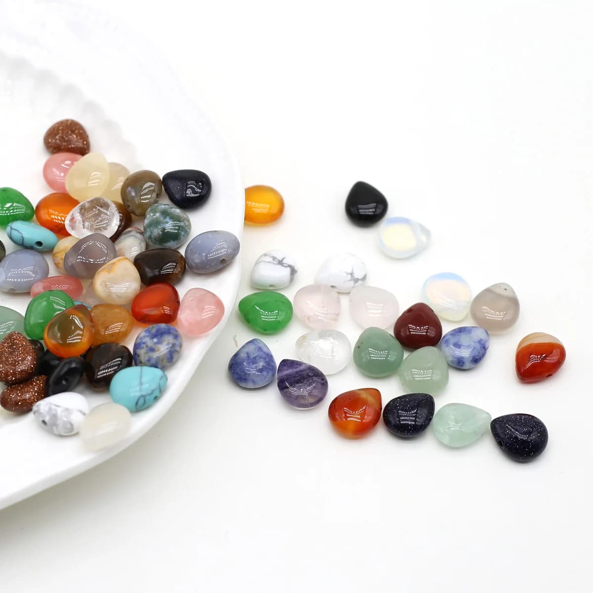 5 pz/set naturale amazzonite pietra agata Unakite perline a forma di goccia d'acqua perline per gioielli che fanno accessori per bracciali collana fai da te