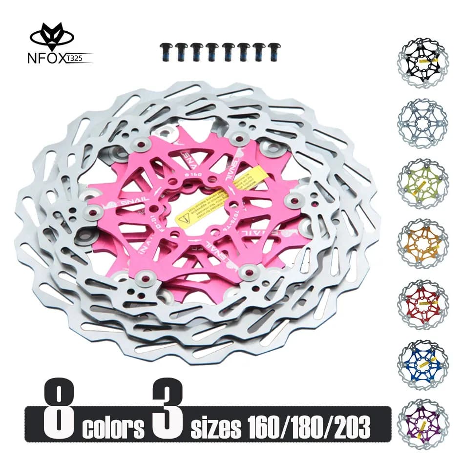 SNAIL Pastiglie freno a disco per bicicletta 160mm 180mm 203mm lega di alluminio 6 rotore chiodo Mtb bici da strada dischi galleggianti parti Accessori nfox