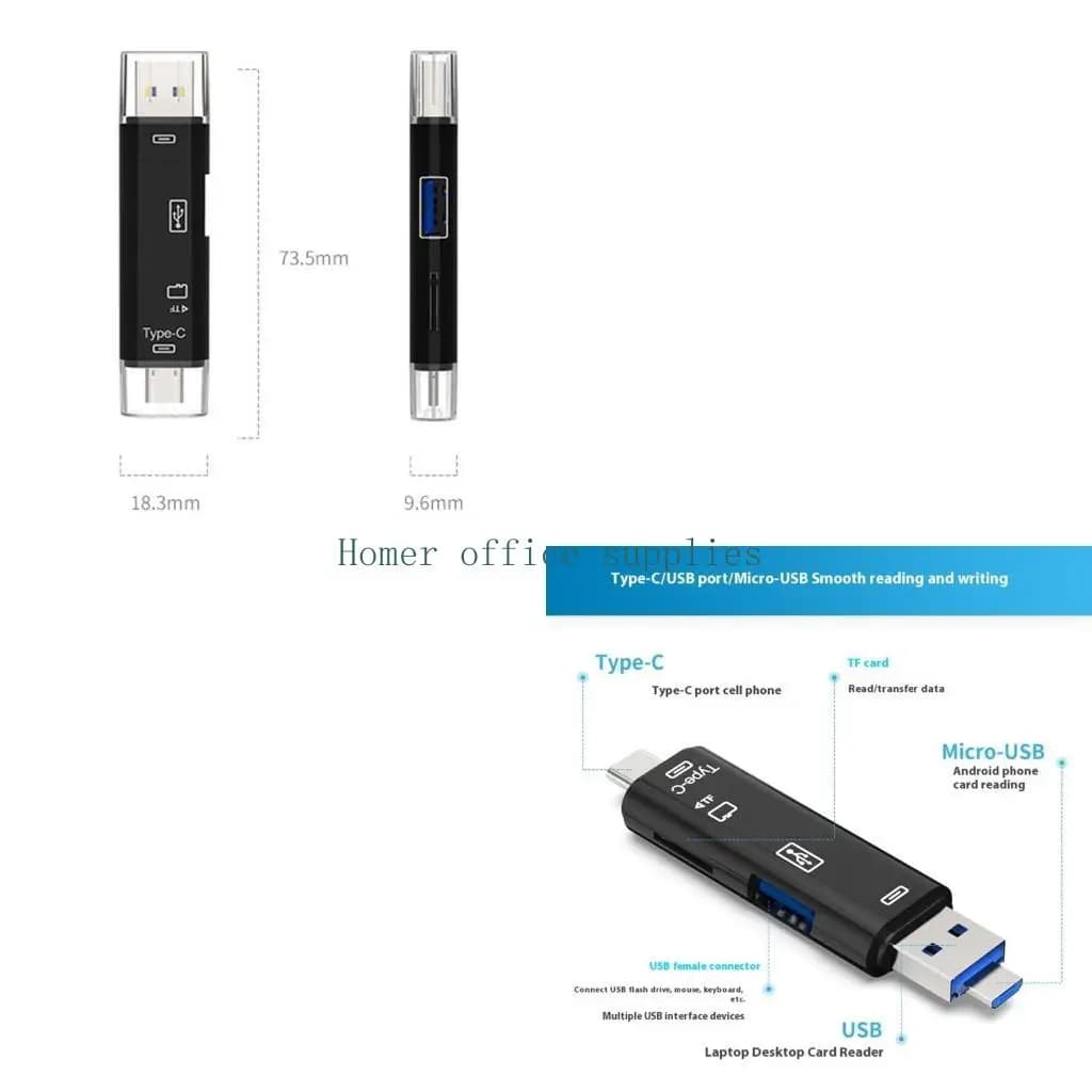 K43B Lettore schede memoria 5 in 1 Lettore schede USB C USB per adattatore per lettore schede TF