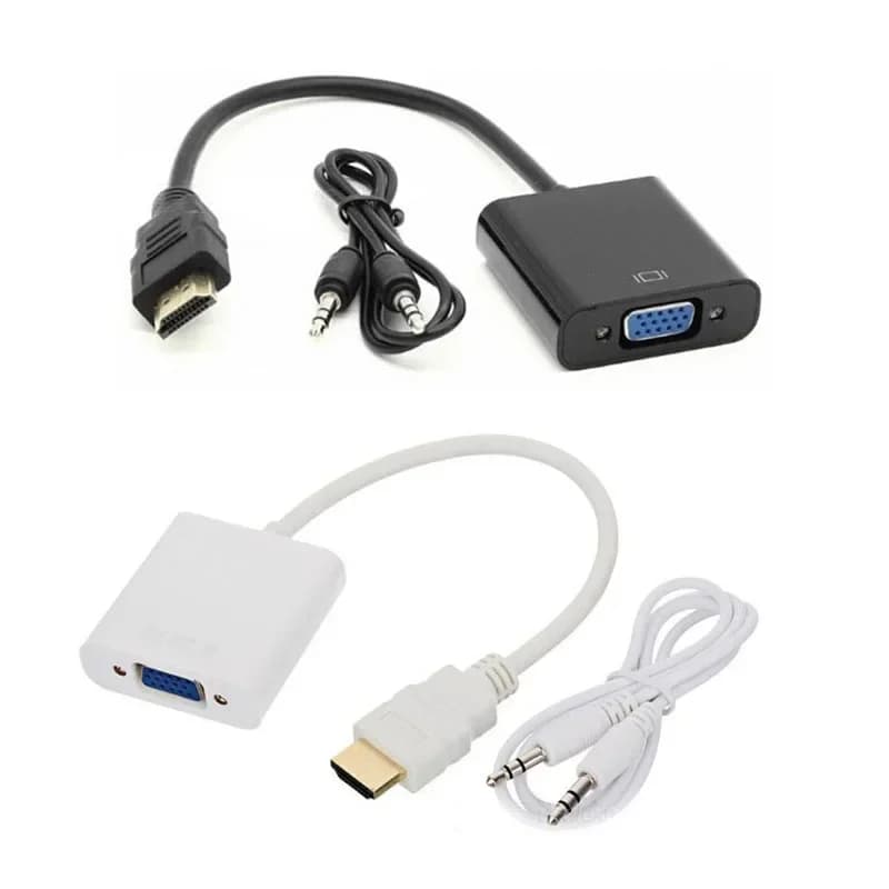 Adattatore convertitore monitor 1080P compatibile HDMI maschio a VGA femmina con cavo audio da 3,5 mm per monitor HDTV CRT TV XBOX 360 PS3