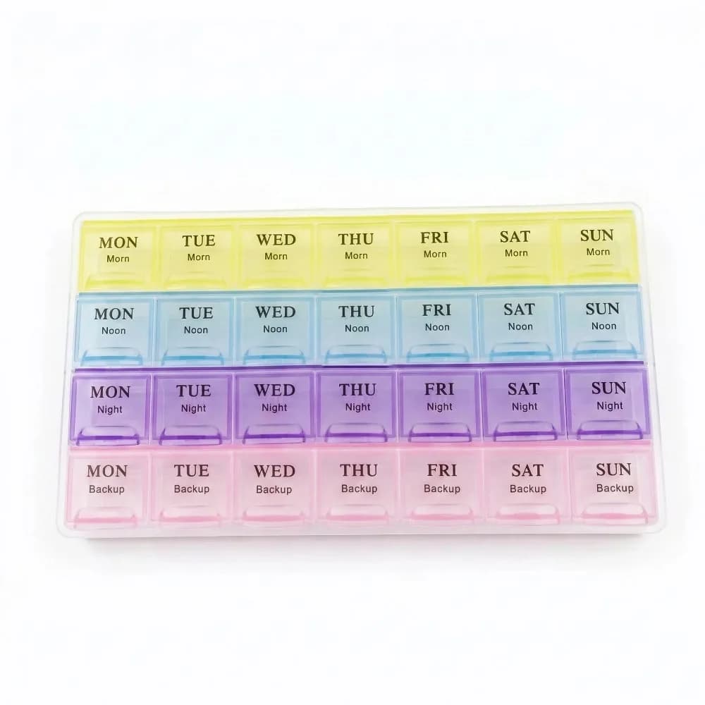 New Premium Weekly Wallet Box with 7/14/21/28 Parts, from 1/2/3/4 Volts per day, Organizer for Vitamins, Medicines and Fish Oils