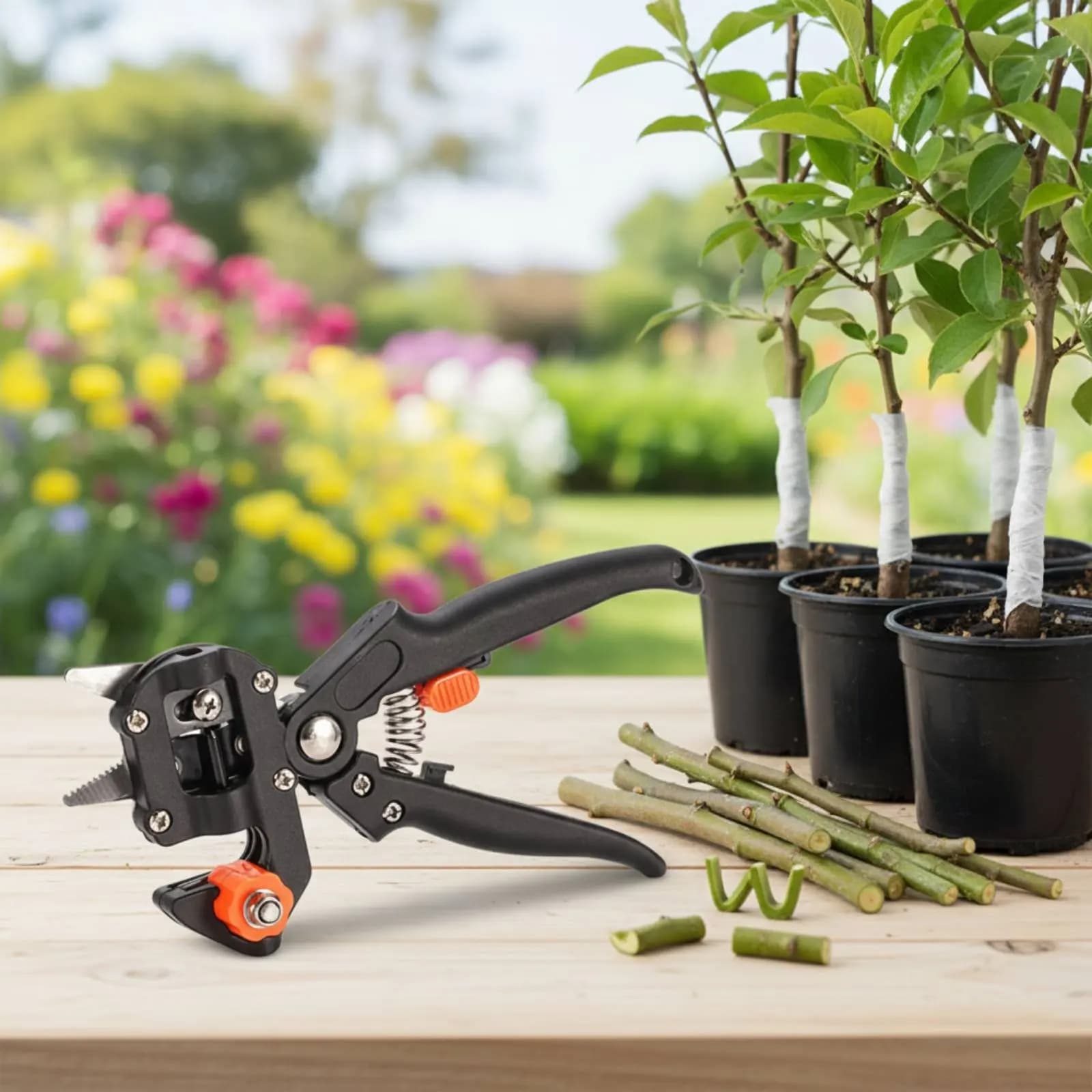 Forbici per Potatura e Innesto 2 in 1, Taglierino per Innesto Alberi da Frutto con Lame Sostituibili, Impugnatura Antiscivolo per Giardinieri e Frutteti