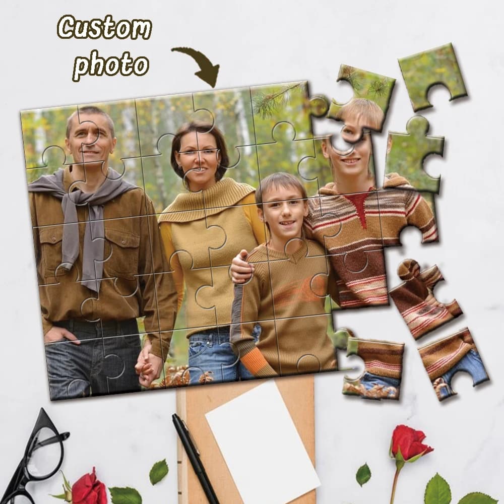 Puzzle in Legno Personalizzato Creativo 35/300/500/1000 Pezzi, Decorazione Primaverile per la Casa, Regalo Fotografico Personalizzato per Rafforzare i Legami Familiari e Ricordi