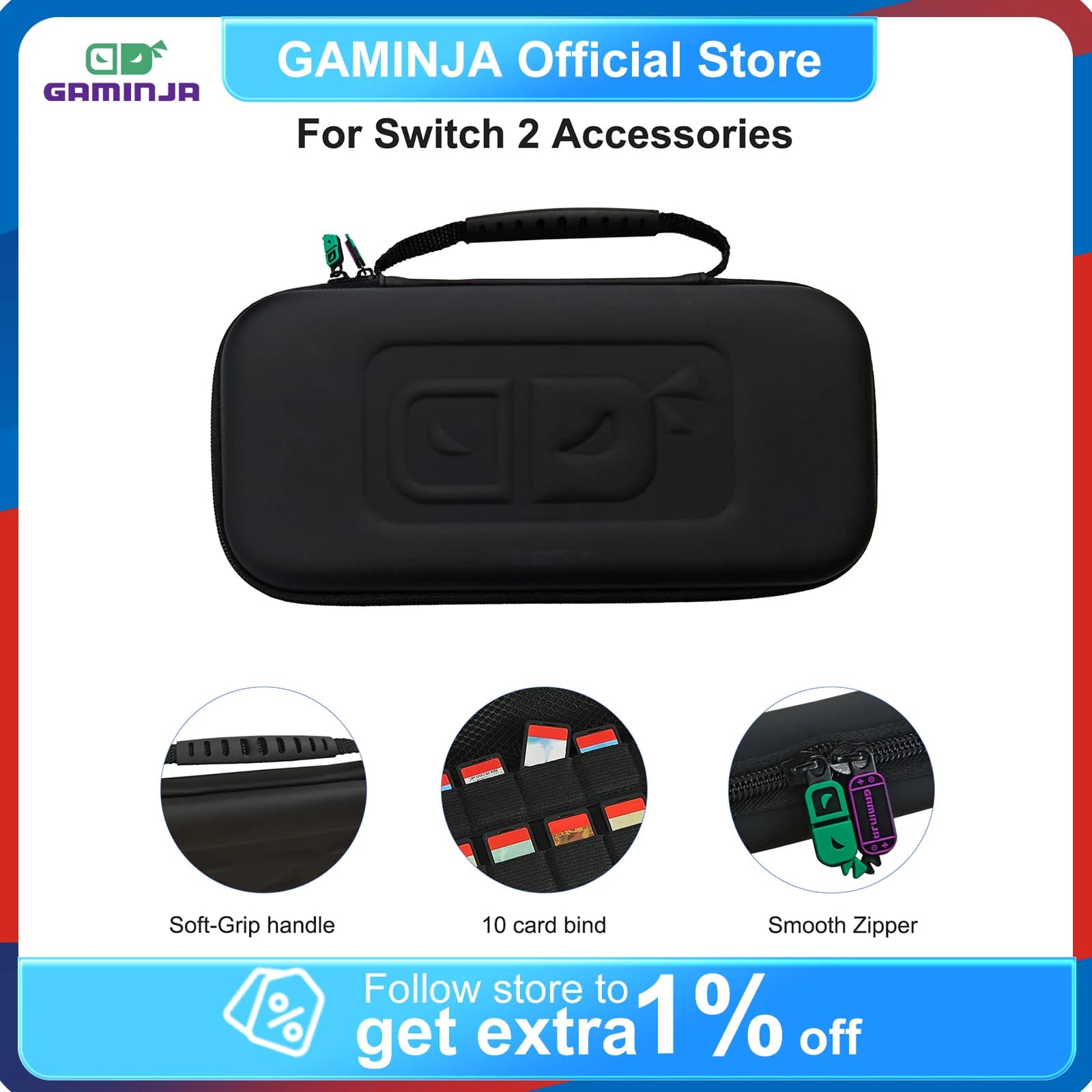 Custodia da trasporto GAMINJA compatibile con Switch 2 per console e accessori, borsa da viaggio rigida portatile
