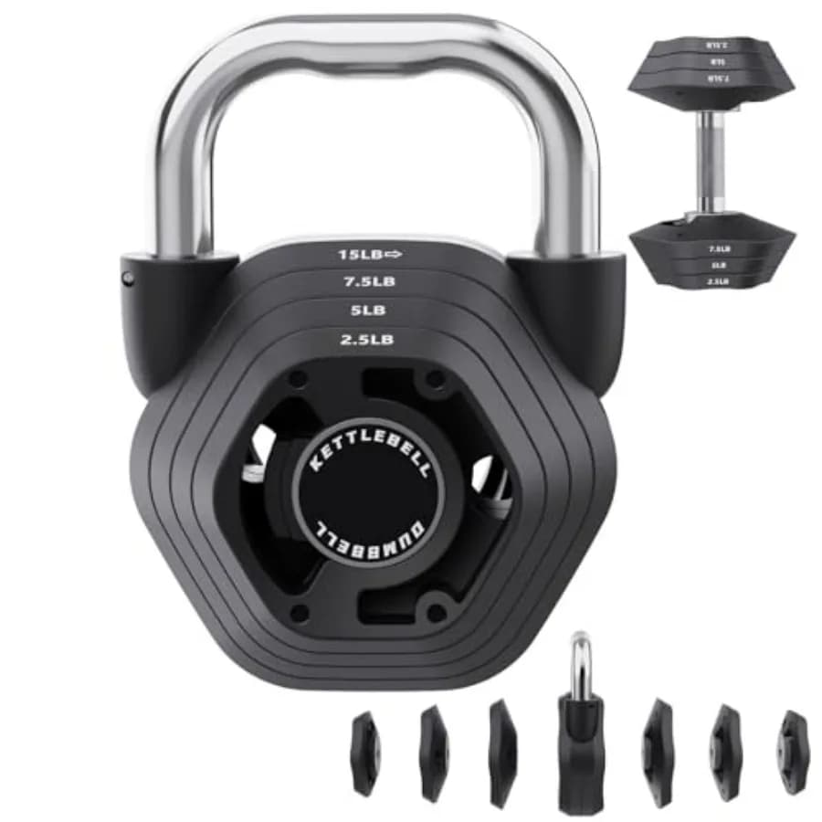 Set di Pesi Regolabili 2-in-1 da 15-45LB per Allenamento di Forza, Manubri Regolabili da 5.9-30.9LB in Nero per Palestra Domestica