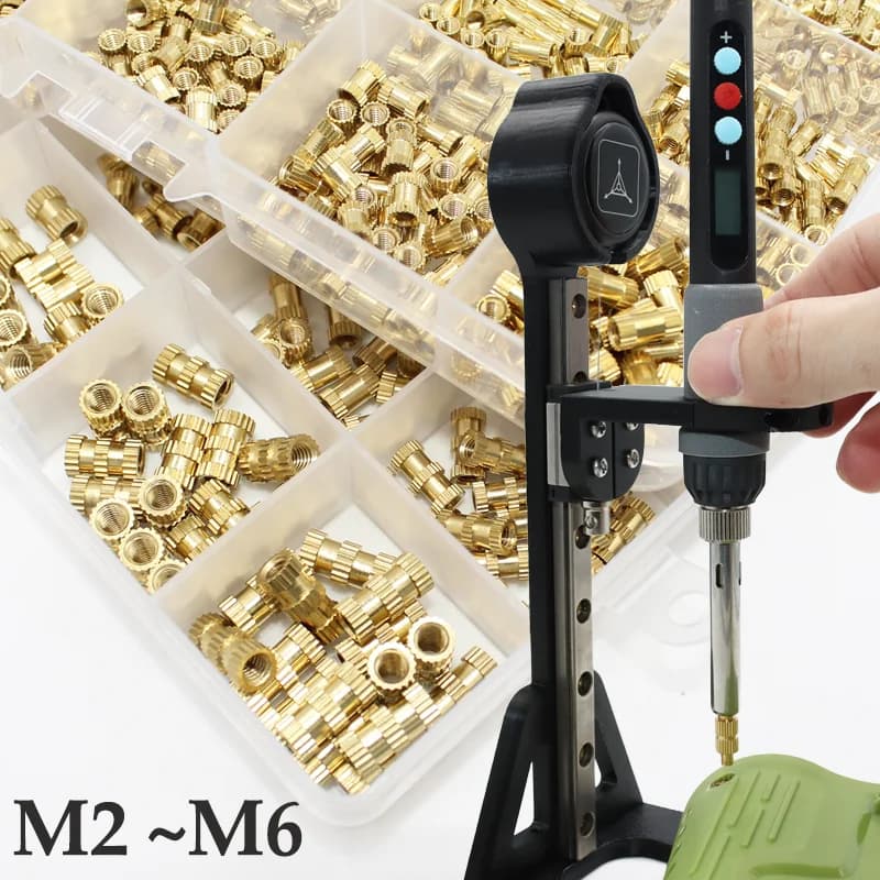 M2 M3 M4 M5 M6 Inserto termico in ottone Dado Strumento Punta per saldatore Inserti filettati Dadi per stampante 3D Macchina per l'inserimento riscaldata in plastica