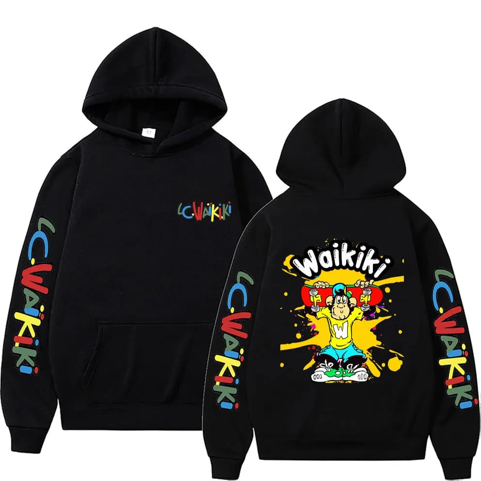 Divertente Lc Waikiki Monkey Graphic Felpa con cappuccio Uomo Donna Casual Felpa con cappuccio oversize Moda uomo Cartoon Pullover Felpe con cappuccio Top