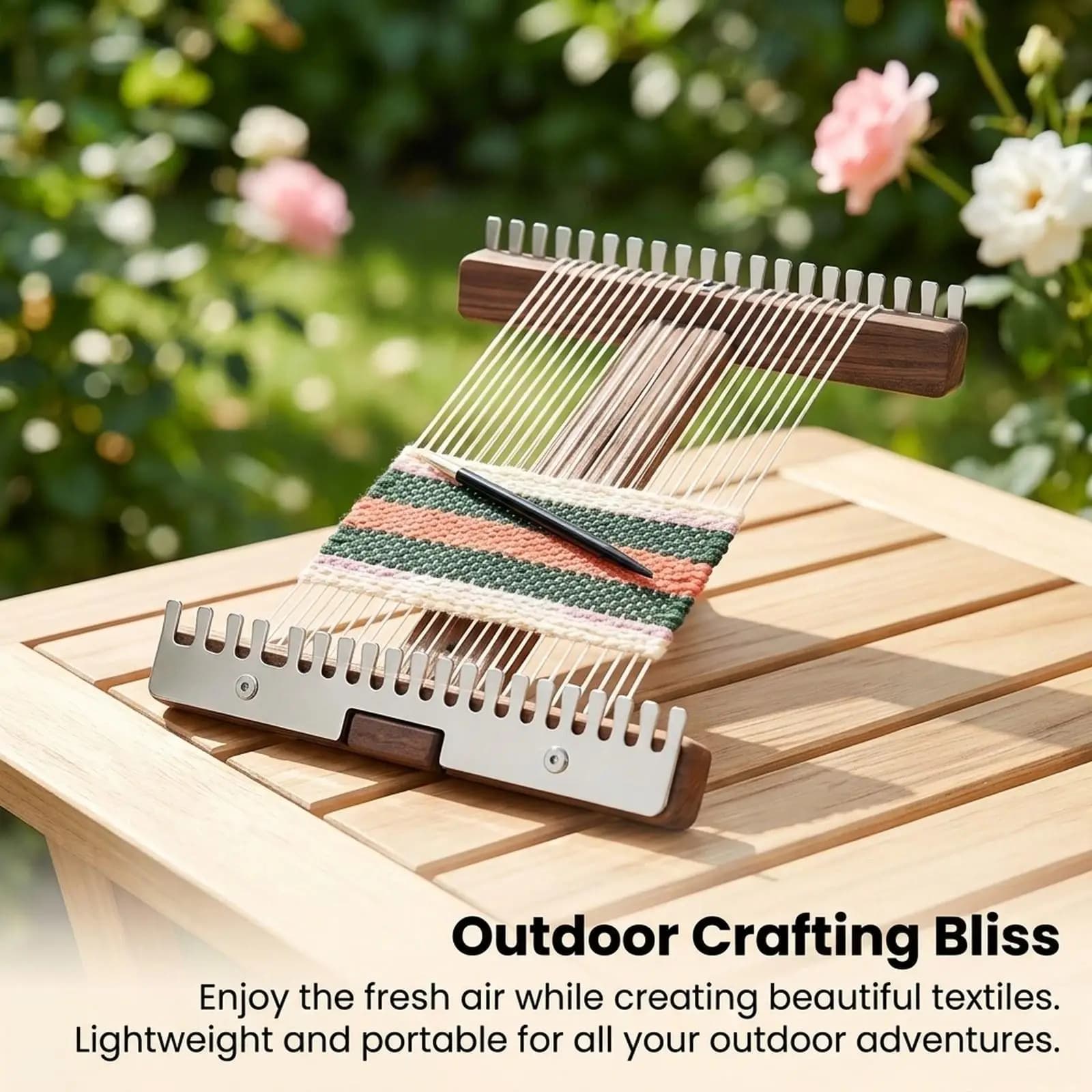 Wooden Weaving Loom Kit for DIY Handwoven Art Adjustable Frame Knitting Tool for Children Textile Projects