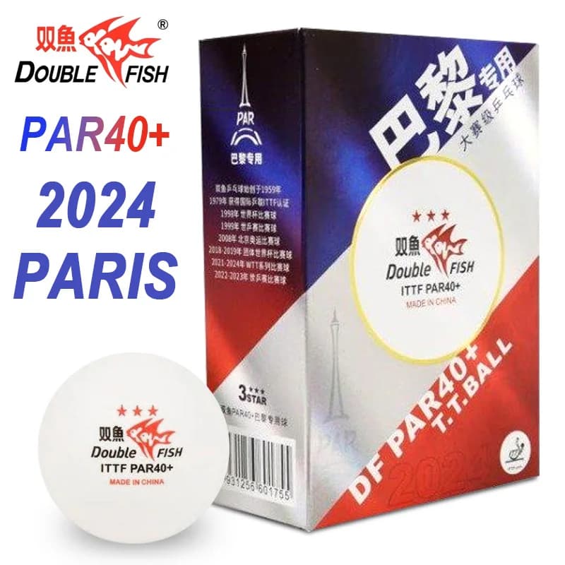 DOUBLE FISH PAR 40+ Palline da ping pong 3 stelle Palline da ping pong professionali in ABS speciali per la competizione Parigi 2024 Approvato ITTF