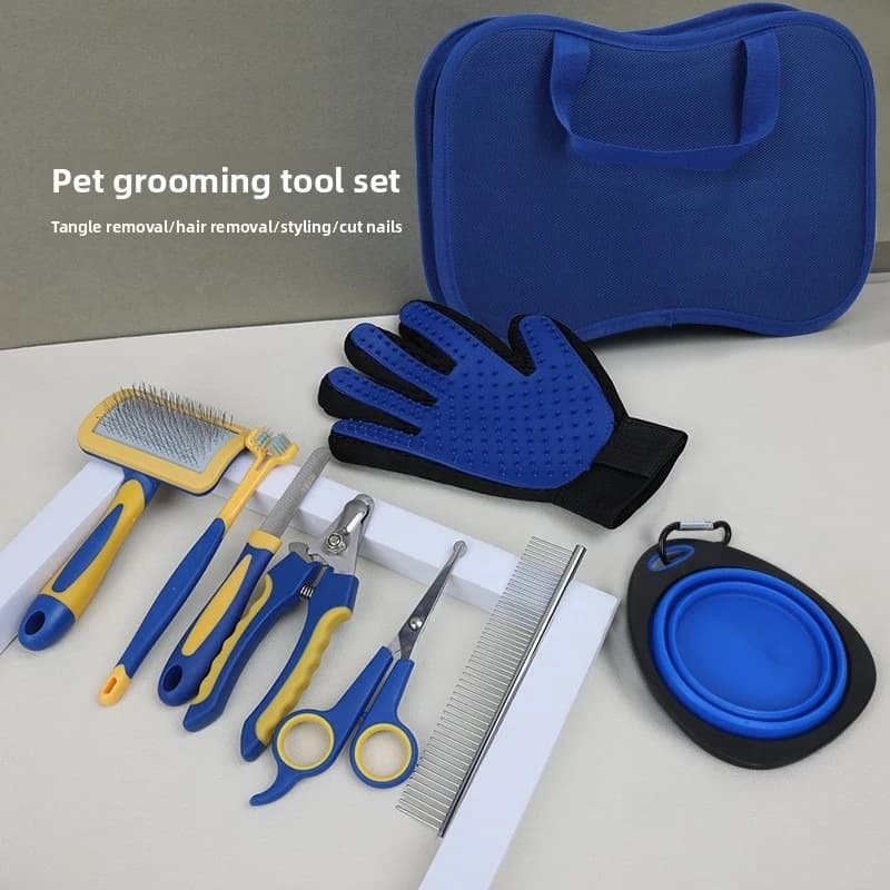 Prodotti per toelettatura per cani e gatti Pettine per annodare Pettine dritto Tagliaunghie File Tagliacapelli Pettine per depilazione Set di bellezza per la pulizia