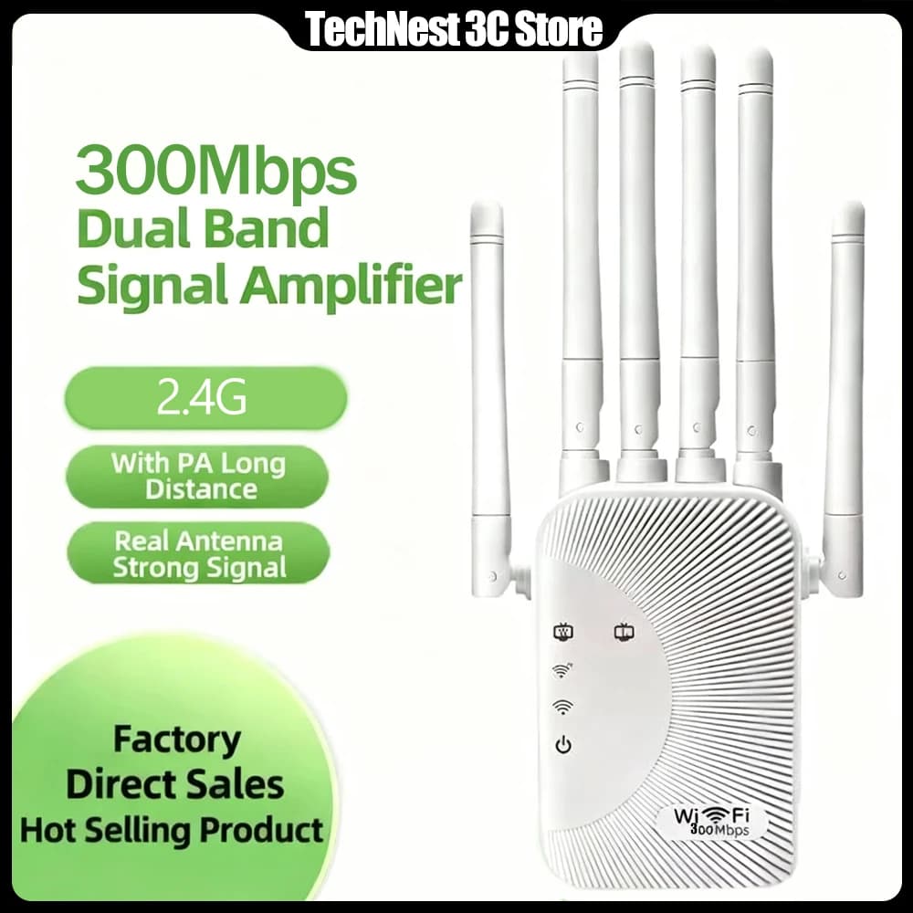 Ripetitore WiFi Dual Band 2.4G, Amplificatore di Segnale Wireless, Estensore di Rete 300Mbps, Router
