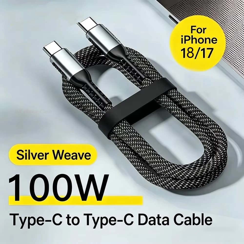 100W USB Type C Cable For MacBook Pro Quick Charge 4.0 PD 5A Fast Charging Braided Data Cable For Samsung Type C To C Cable 1/2M