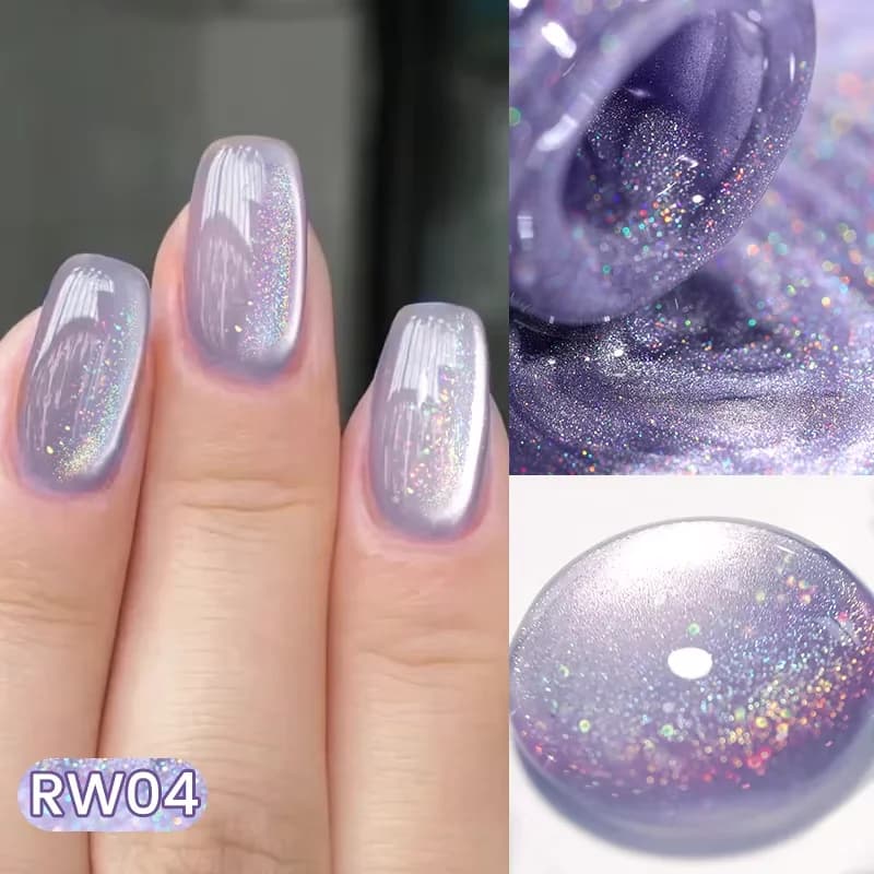 Smalto per unghie gel magnetico per gatti con luce d'acqua viola arcobaleno da 10 ml Shining Super Sliver-light olografico Soak Off Gel UV