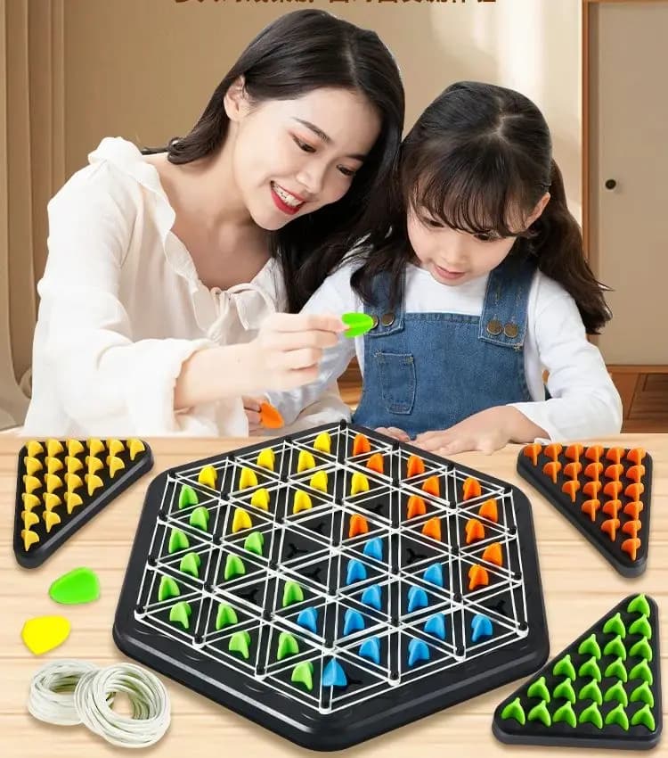 Triangolo per addestramento al pensiero per bambini Scacchi - Nuova geometria Puzzle a catena Gioco da tavolo Elastico per addestramento Interazione familiare