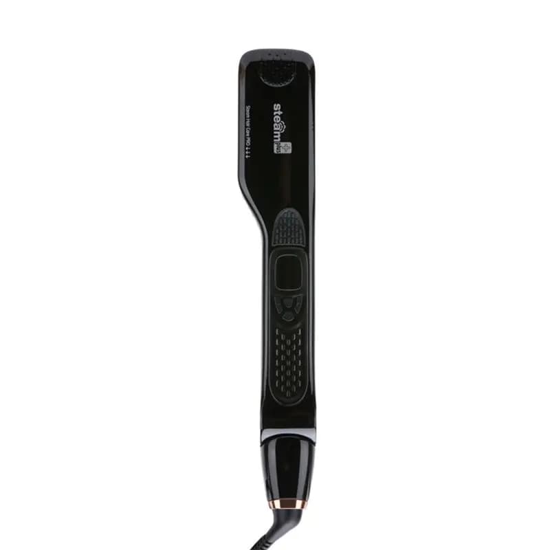 Piastra per capelli a vapore AEE4-Professional Salon Ferro da stiro a vapore nano titanio con pettine rimovibile Spina europea Nero
