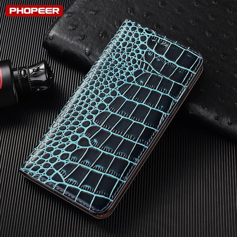 Custodie per telefoni con tasca per carte con texture in coccodrillo in vera pelle per Infinix Note 12 12i 11 11i 11s 10 Pro VIP G96 NFC 5G