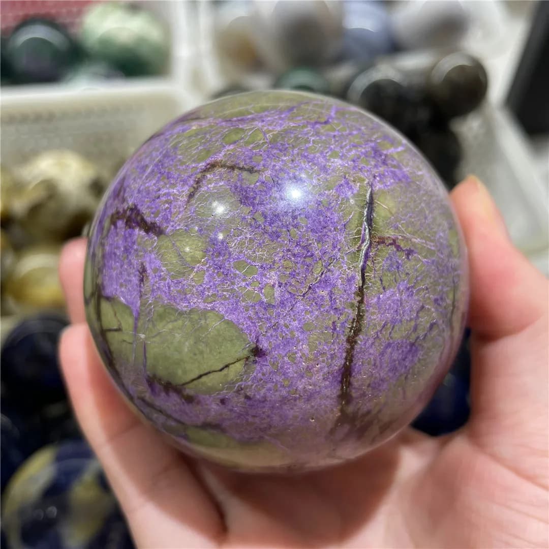 6-8cm New Mineral Items SUPPLY Atlantian Gems Aesthetic Grass Image Natural Ball Szaboite Spiritual Energy Collect Stone Sphere