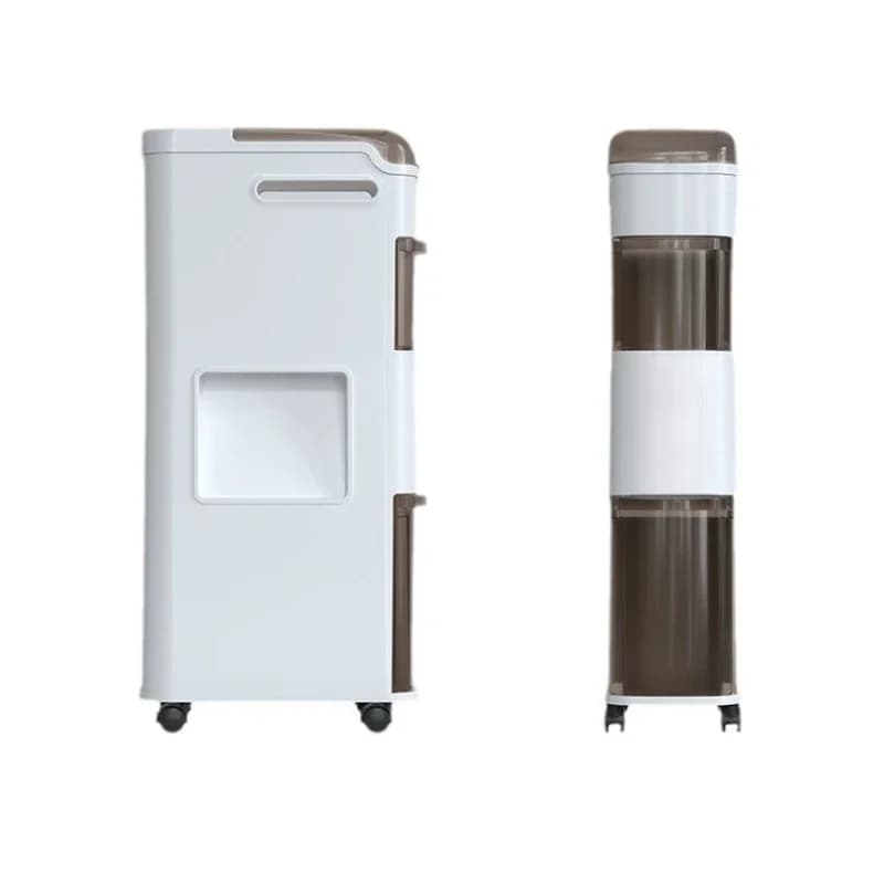 Mobiletto da bagno salvaspazio con cassetto e contenitore per rifiuti, da posizionare a terra