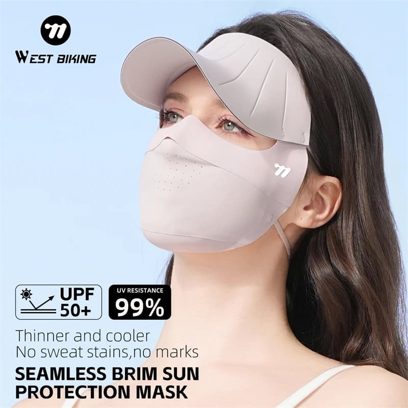 WEST BIKING Maschera solare da ciclismo con tesa All-in-one Maschera estiva a pieno facciale senza traccia Sport all'aria aperta Protezione UV Copertura per il viso