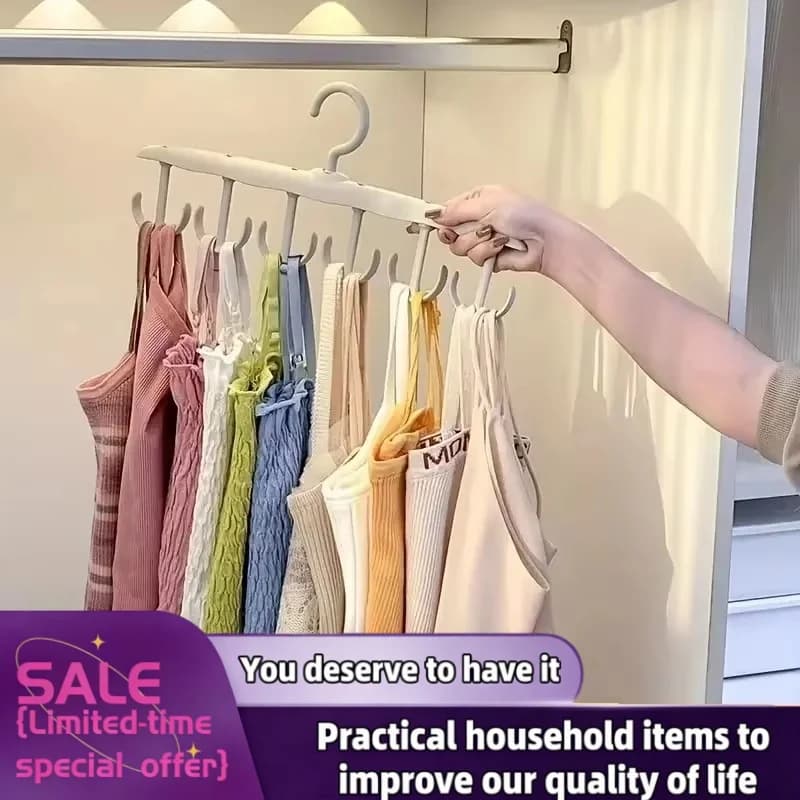 Appendiabiti multifunzionale per biancheria intima e vestiti con cinturino Organizzatore di stoccaggio per guardaroba domestico Gancio ondulato per cappelli e vestiti