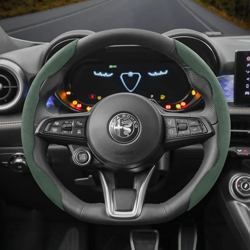 Adatto per Alfa Romeo Coprivolante in pelle scamosciata segmentata con fibbia antiscivolo Adatto per 159 147 Gt Giulietta Mito Giulia Stelvio Tonale 156 8C Competizione 1900 BAEG Gordini