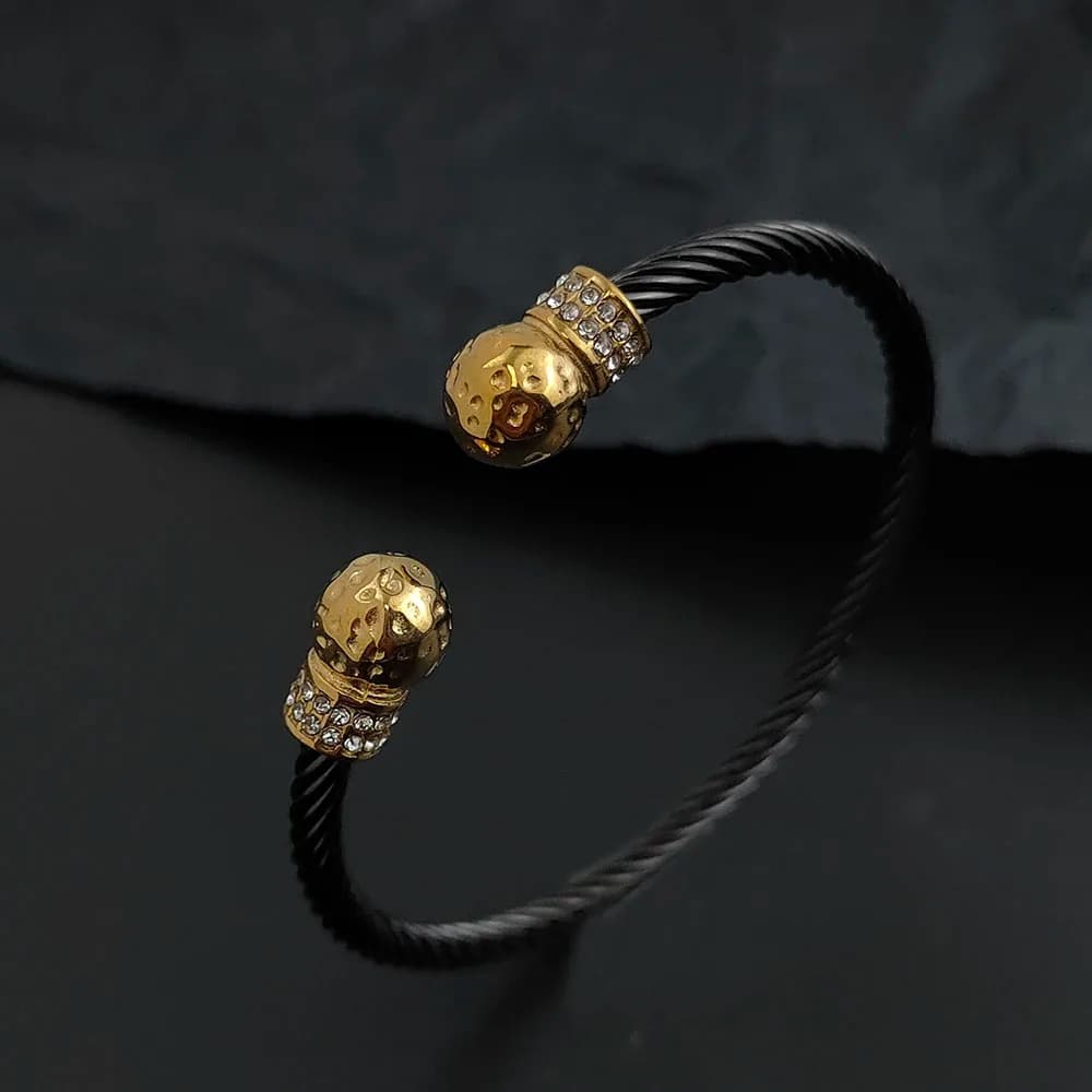 Cheap geometric steel cable zircon gold-plated women's opening bangle, Thanksgiving, Christmas, and New Year gifts