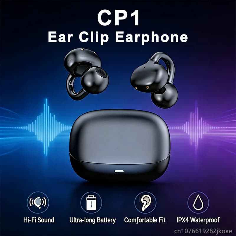 Open-Ear CP1 OWS Wireless Bluetooth headphones with ENC Noise, HD Stereo HiFi Headphones with Microphone for Calls and Music, Clip Auxiliary