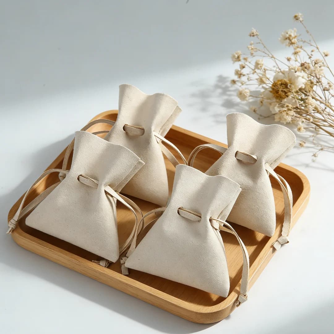 Confezione da 5 sacchetti in microfibra scamosciata, resistenti, riutilizzabili, con coulisse, mini sacchetti regalo per bomboniere e per l'organizzazione quotidiana