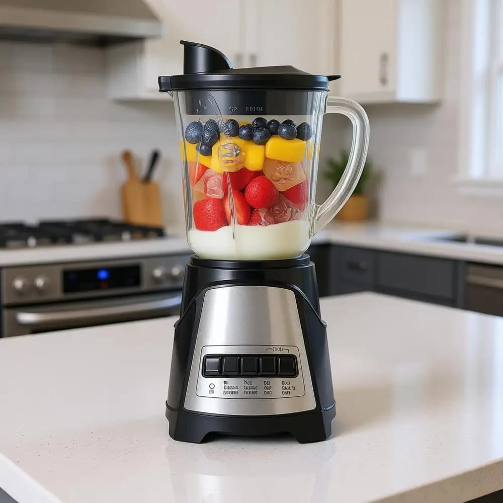 Frullatore Wave Action per frullati, caraffa in vetro da 40 Oz, 12 funzioni, trita ghiaccio, 700 Watt - Nero