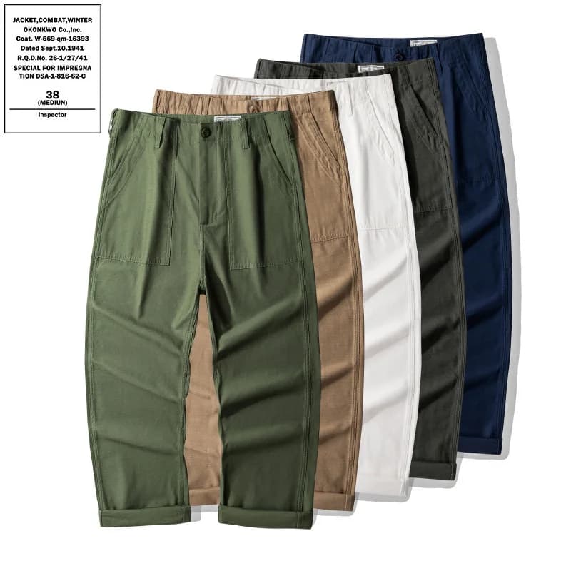 Pantaloni American Vintage OG-107 da Uomo, 100% Cotone, Sateen Lavato Pesante, Pantaloni Cargo da Lavoro, Pantaloni Antifatica "Bread Loaf"