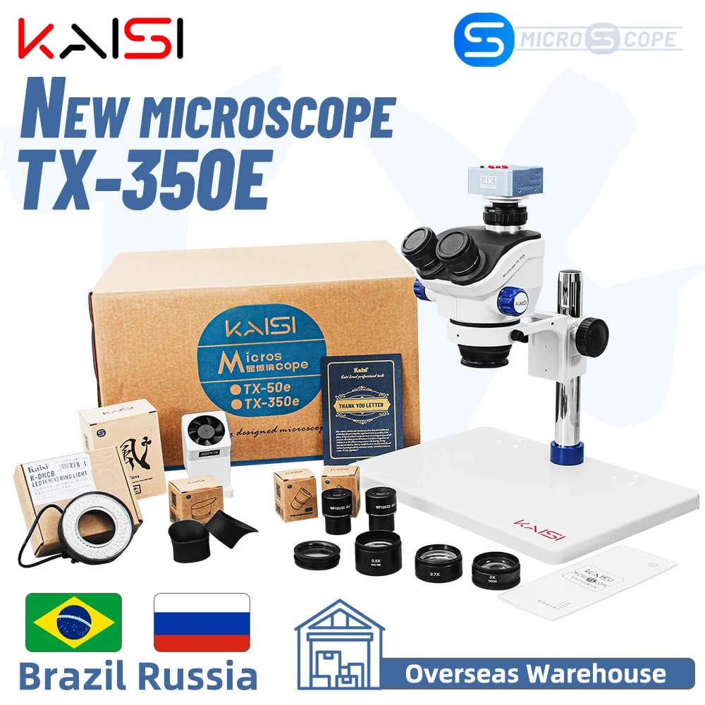 TX-350e Microscopio stereo trinoculare Set Videocamera HDMI 1080P 4K Zoom 3,5X-100X Microscopio trinoculare focale simul