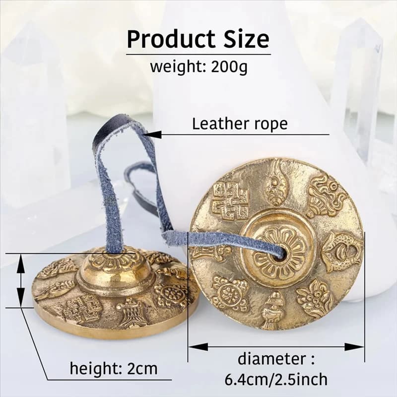 A74K-Tibetan Tingsha Cymbals , Meditation Sanskrit Brass Chime Bells For Spiritual Healing Mindfulness, Yoga Buddhist