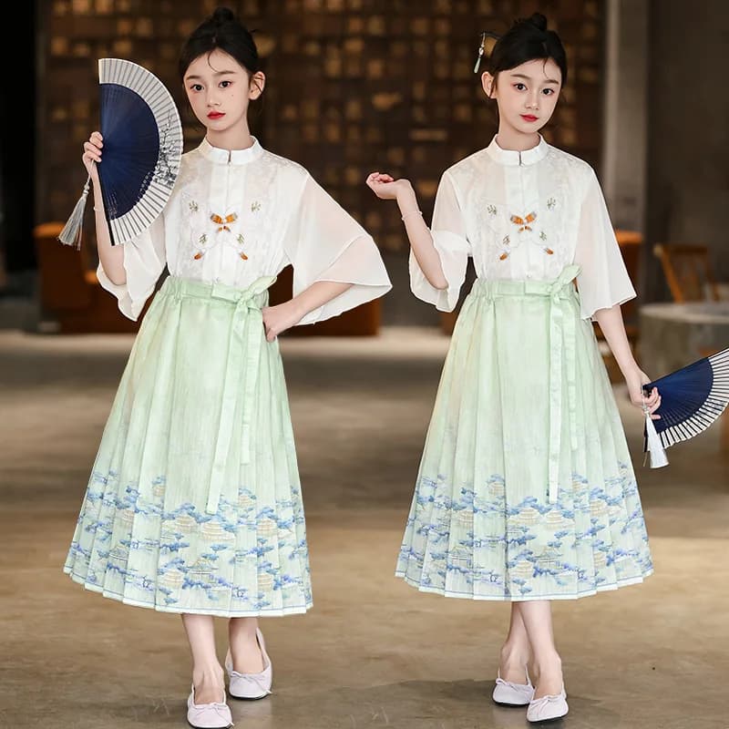 Abito cinese Hanfu per bambini Abito tradizionale Tang e stile della dinastia Ming Cheongsam Costume antico per ragazze Gonna Mamian 2025 Nuovo