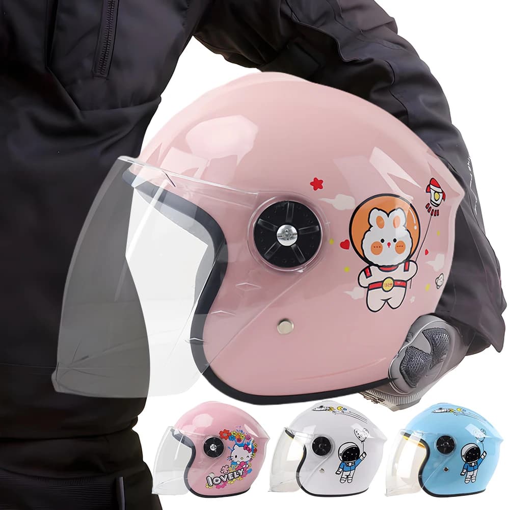 Children's helmet Open for Electric Bike, Protective helmet Anti-Caduta for Moto, Carton Safety Helmet Animated for Children's Bike and Girls