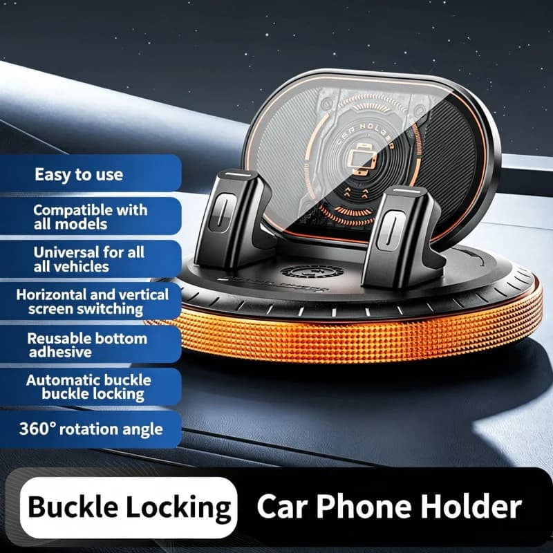 360° Car Dashboard Phone Holder, Adhesive Anti-Shake Non-Slip Mount for GPS Navigation, Universal Cradle for All Smartphones