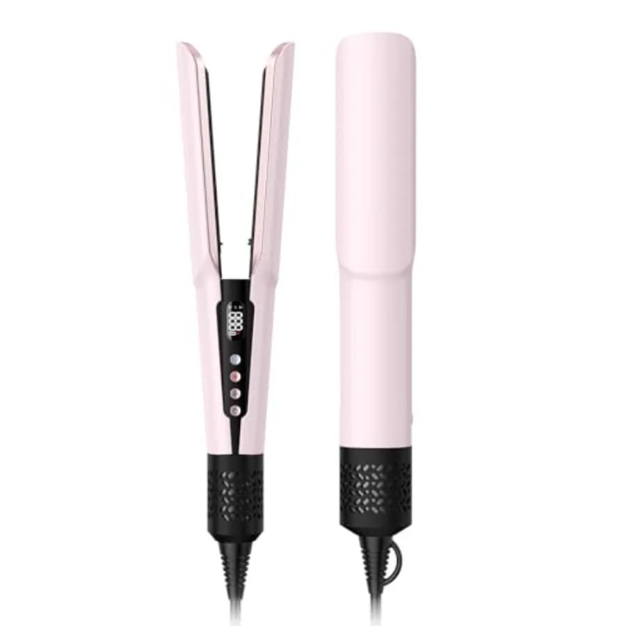 Plate and Hair dryer 2-in-1 Professional Pink with Quick Heating and Double Function for Straight Hair