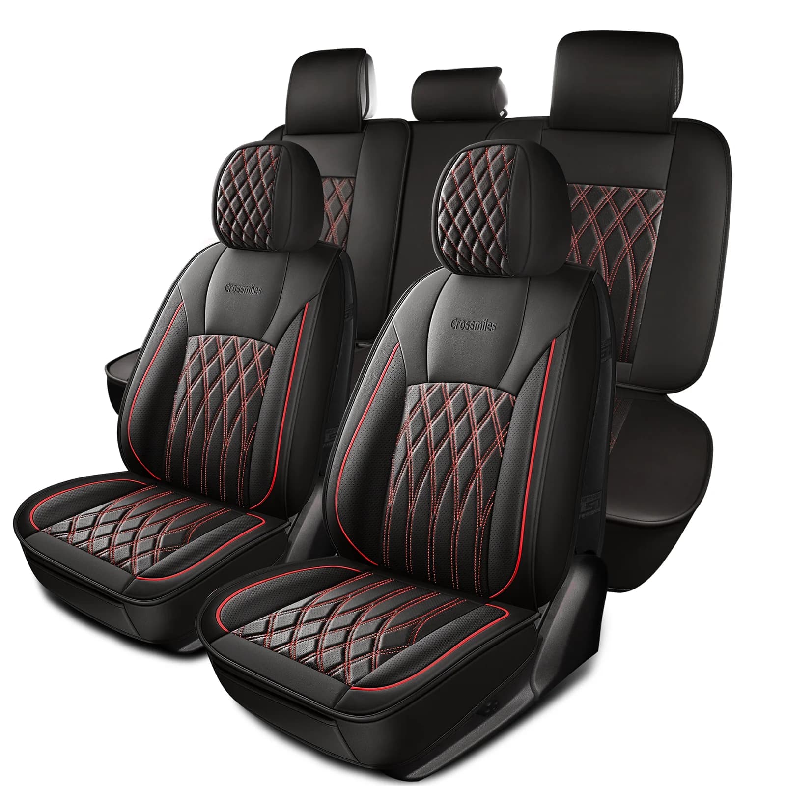 5 Piece Leather Car Seat Covers Waterproof Car Covers Full Set Universal Breathable Covers