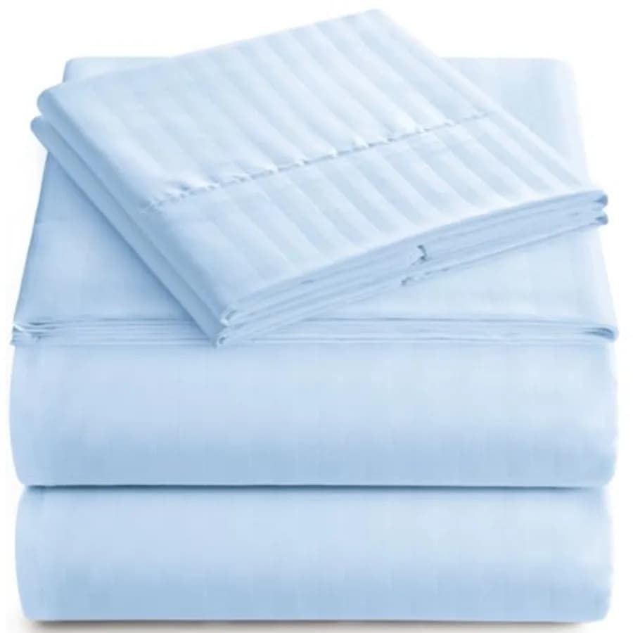 Set Completo di Lenzuola - 4 Pezzi a Righe per Letto Matrimoniale - Lenzuola Morbide e Rinfrescanti con Tasche Profonde - Set Lenzuola Senza Pieghe in Microfibra