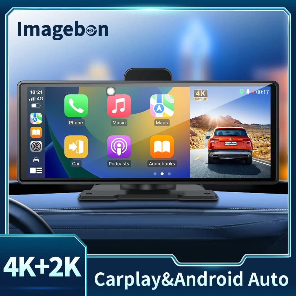 10.26 "H9X Dash Cam 4K + 2K Reverse Cam Wireless CarPlay e Android Auto Touch Screen Navigazione GPS Cruscotto Videoregistratore