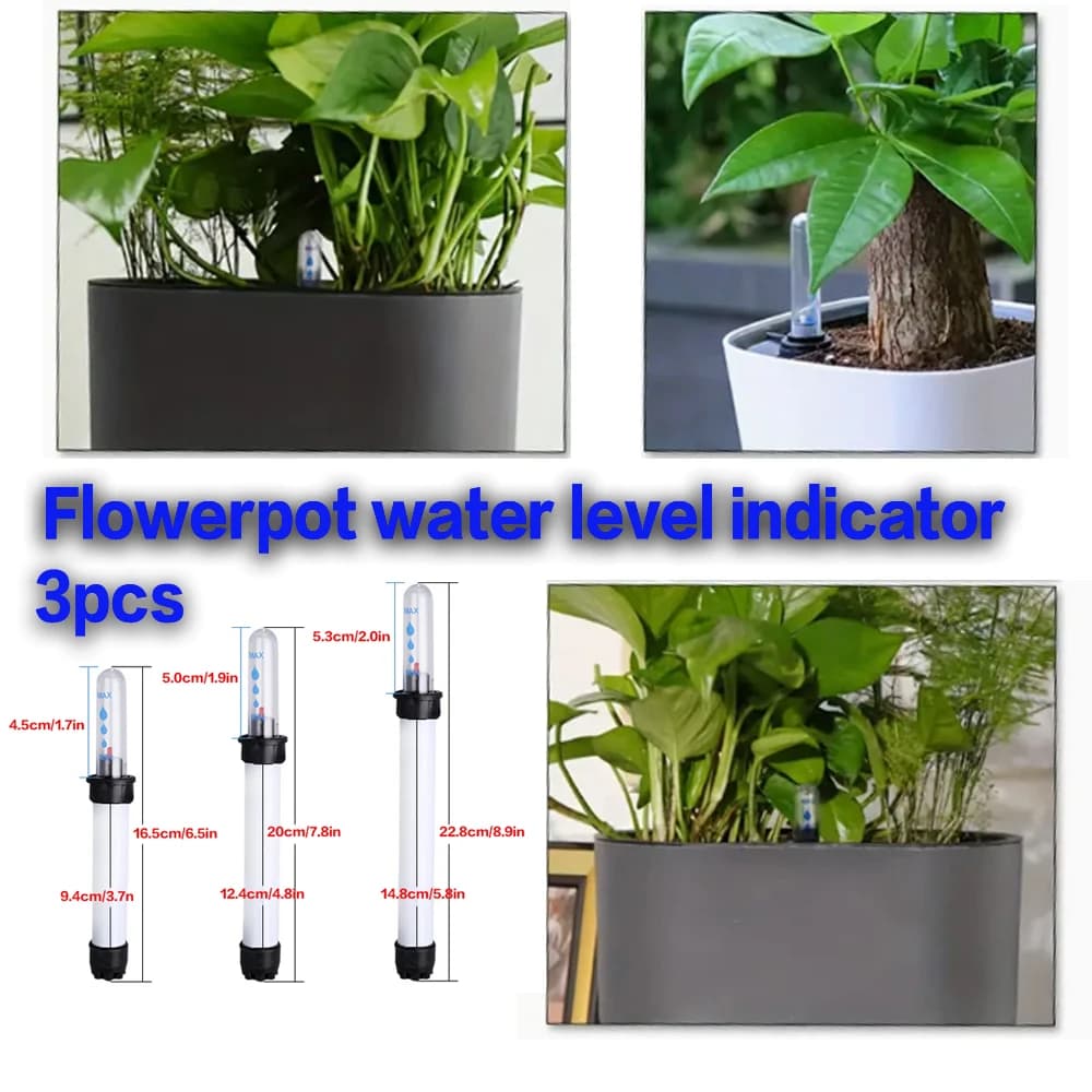 Water level indicator for 3 piece flower pots, moisture detector, suitable for meadows, potted plants, gardens, can prevent plant roots marching