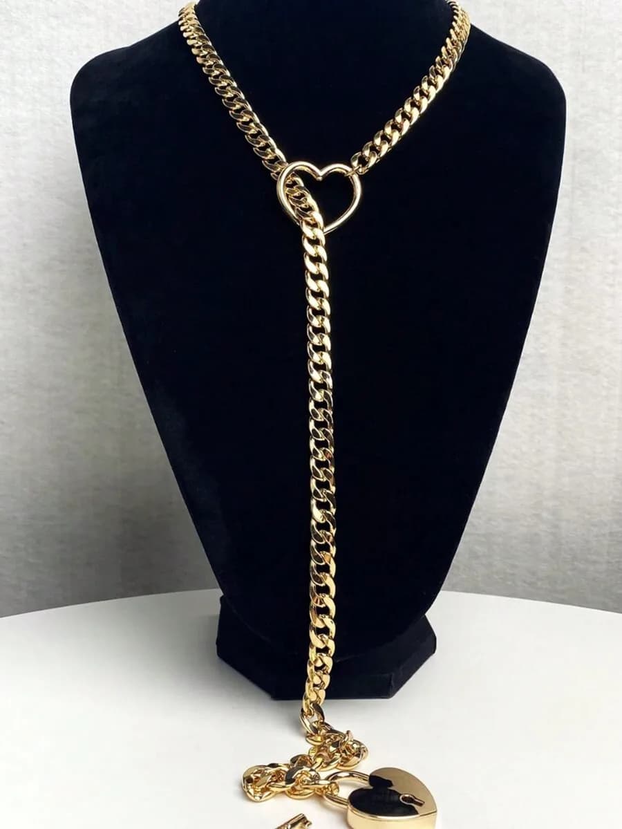 Collana con ciondolo a forma di cuore regolabile, stile punk gotico Y2K per donna